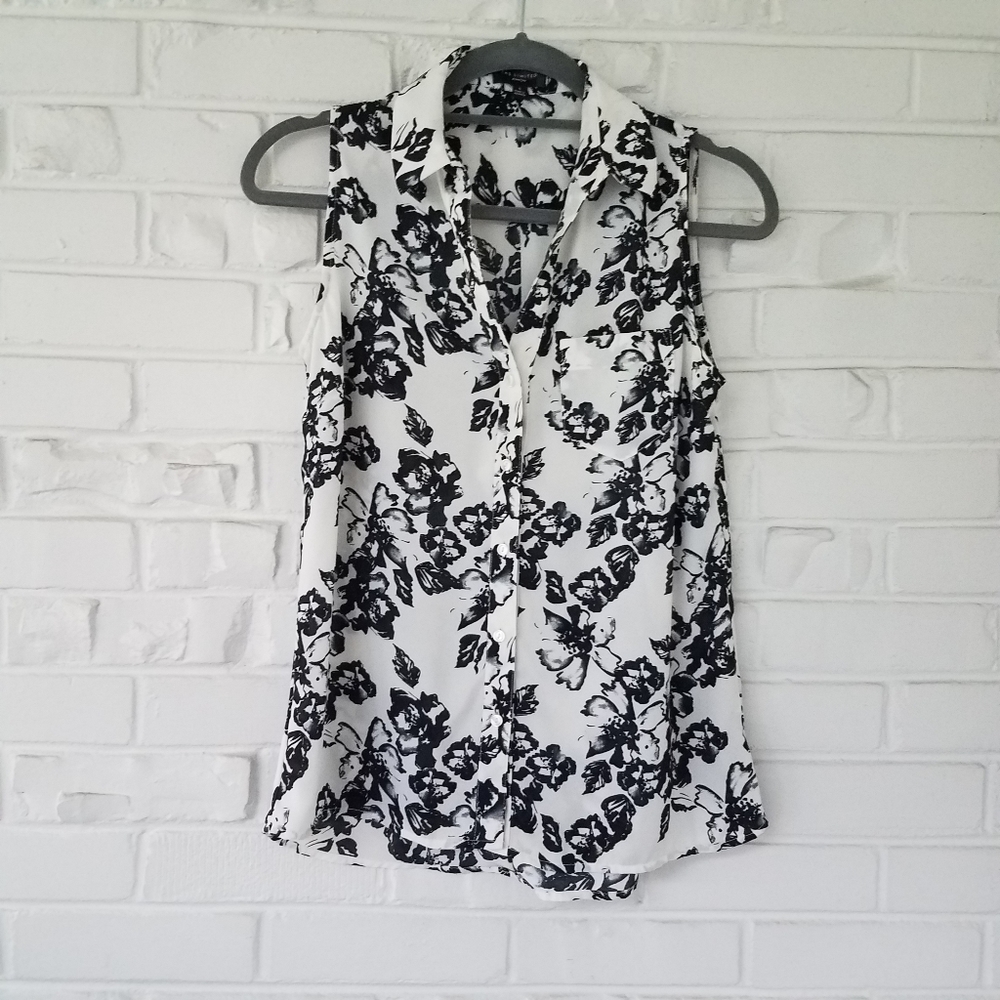 The Limited Black/White Floral Tank Blouse Sz. S